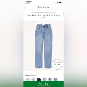 NWT Abercrombie 90s straight curve love medium wash jeans